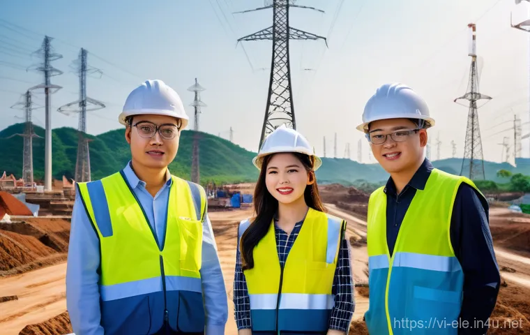 전기공사기사와 전력 공급 네트워크 - **Prompt 1: Dedicated Vietnamese Electrical Engineers on a Large-Scale Project**
A group of four...