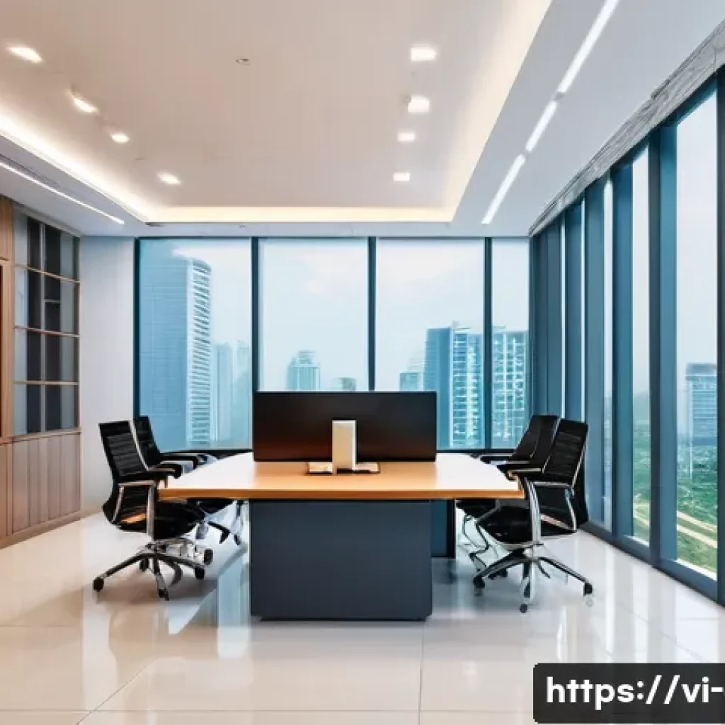 전기기사와 빌딩 자동화 시스템 - A modern Vietnamese office building interior showcasing an advanced building automation