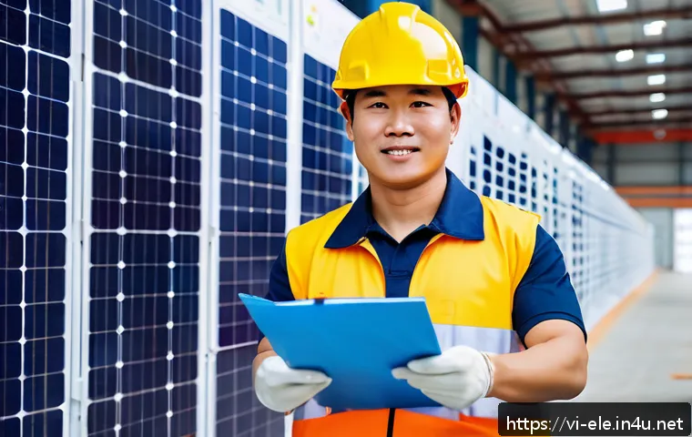 전기분야 자격증 취득 후 승진 사례 - A professional Vietnamese electrical technician in a modern industrial environment, wearing safety g...