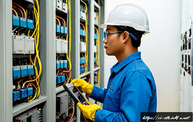 Home 17 전기기사와 산업용 전력 설계 경험 - Photorealistic Vietnamese electrical engineer in a clean industrial power control room, wearing safe...